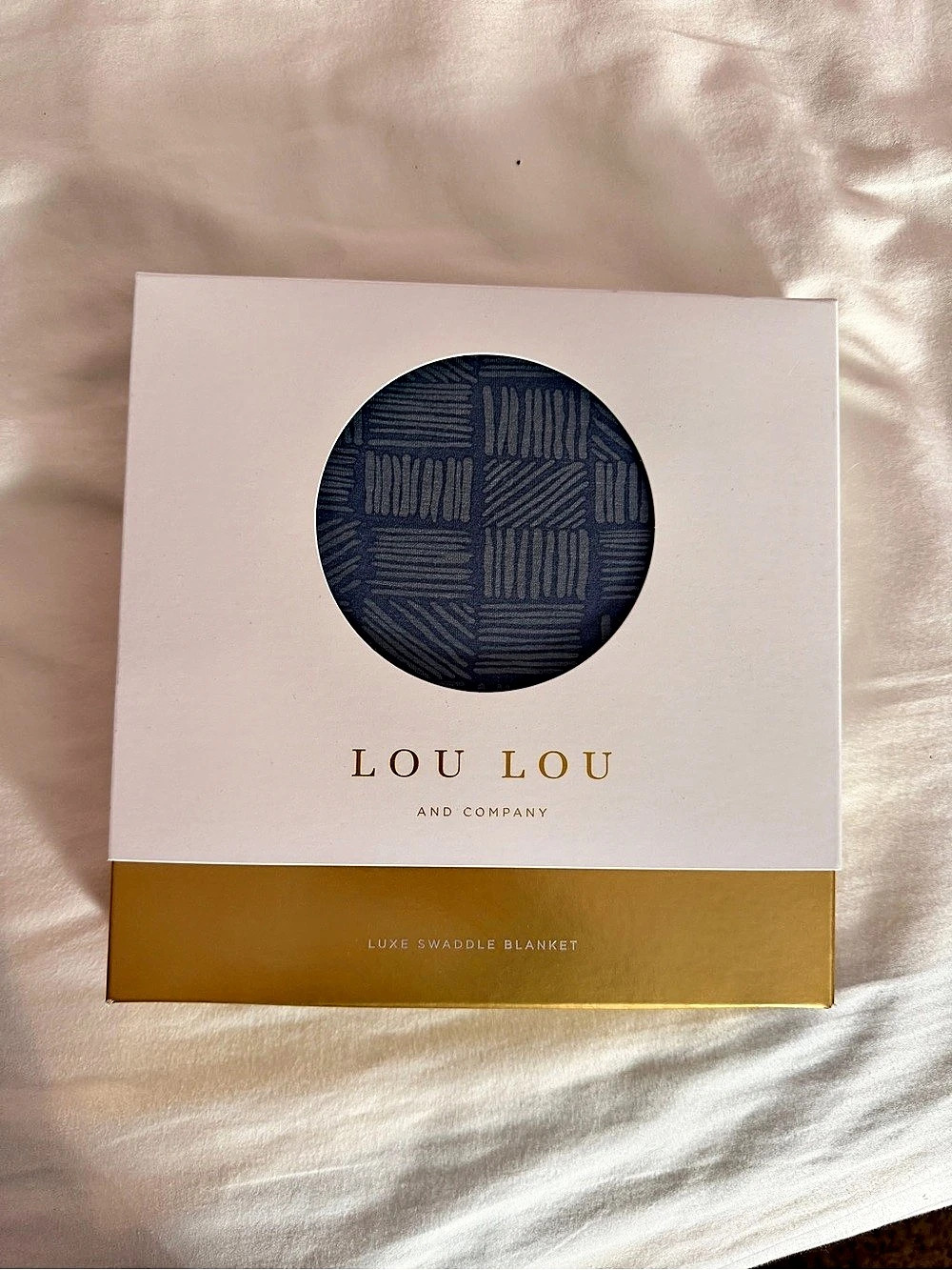 Lou and Company Luxe Swaddle Blanket Blue & Gray NWT